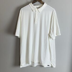 FAHERTY Mens White Movement Polo Short Sleeve Shirt Size XXL Stretch Logo Golf
